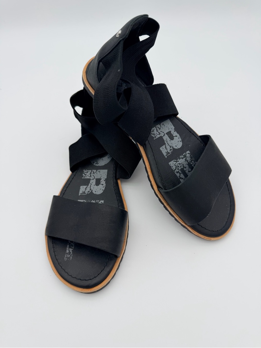 Sorel Black Strappy Flat Sandals Size 7.5
